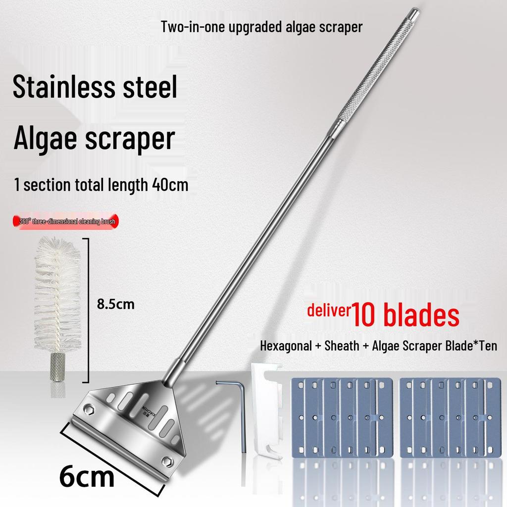 Aquatic Plant Tank Cleaning Set: Algae Scraper, Seaweed Remover, Moss Knife, No Dead Angle Brush Tool.