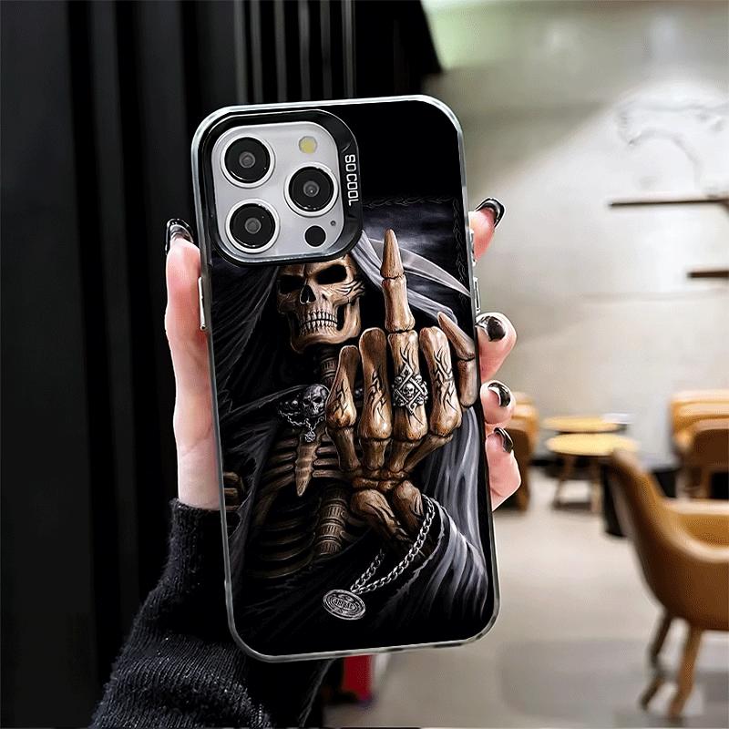 Grim Reaper Skeleton Funny Style Soft Phone Case for iPhone 15 16 17 Pro Max 17Air 16E 14 Plus 13 12 Mini Shockproof Cover Back