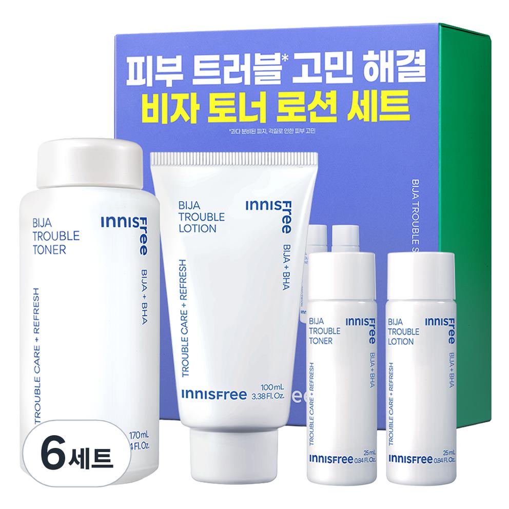 

Innisfree Bija Trouble Toner 170ml + 25ml & Lotion 100ml + 25ml Set, 6 Sets