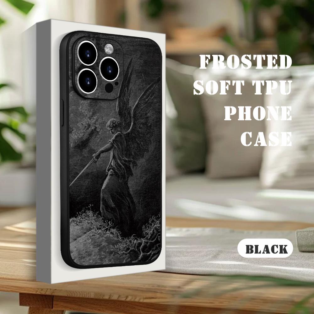 The Guardian Angel Phone Case In Simple Darkness Is Suitable for iPhone17 16 15 14 13 12 11Pro/Max/Plus Anti Drop and Shockproof