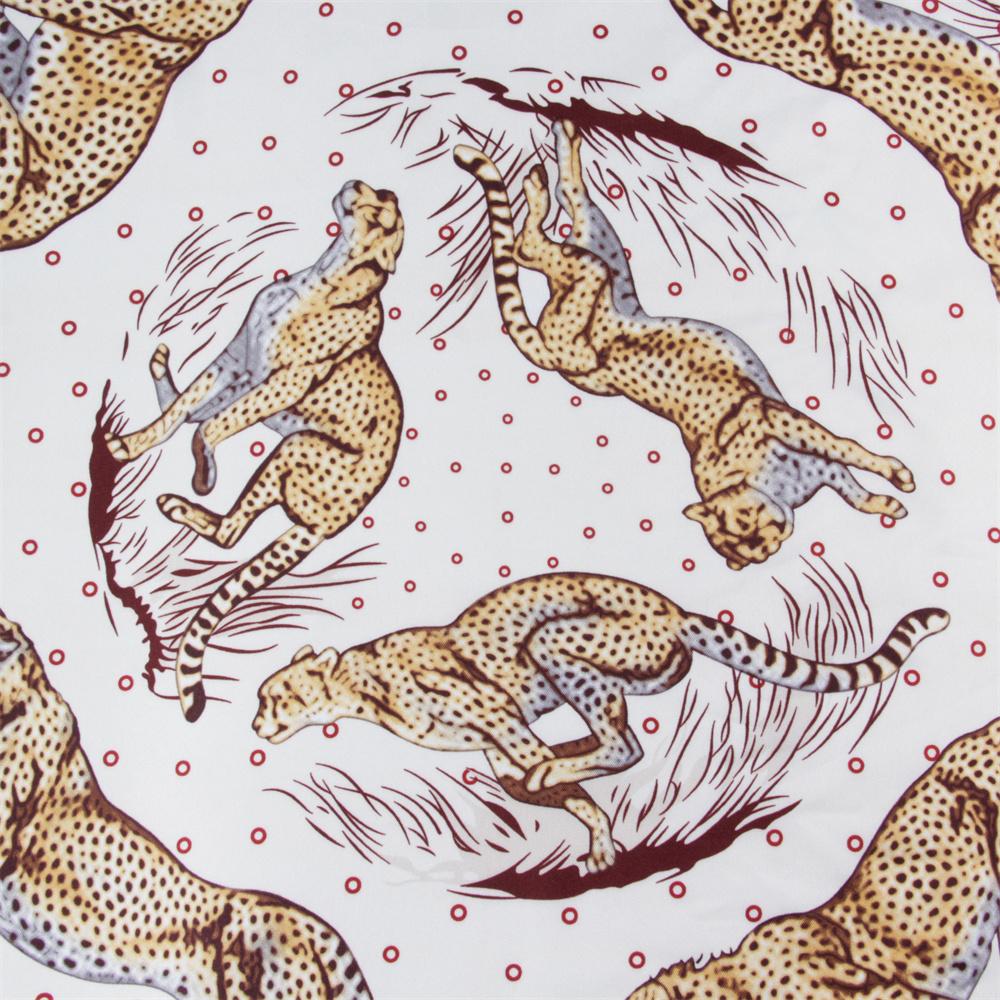 POBING Manual Hand Rolled Twill Silk Scarf Women Leopard Double Print Square Scarves Wraps Echarpes Foulards Femme Hijab 90CM