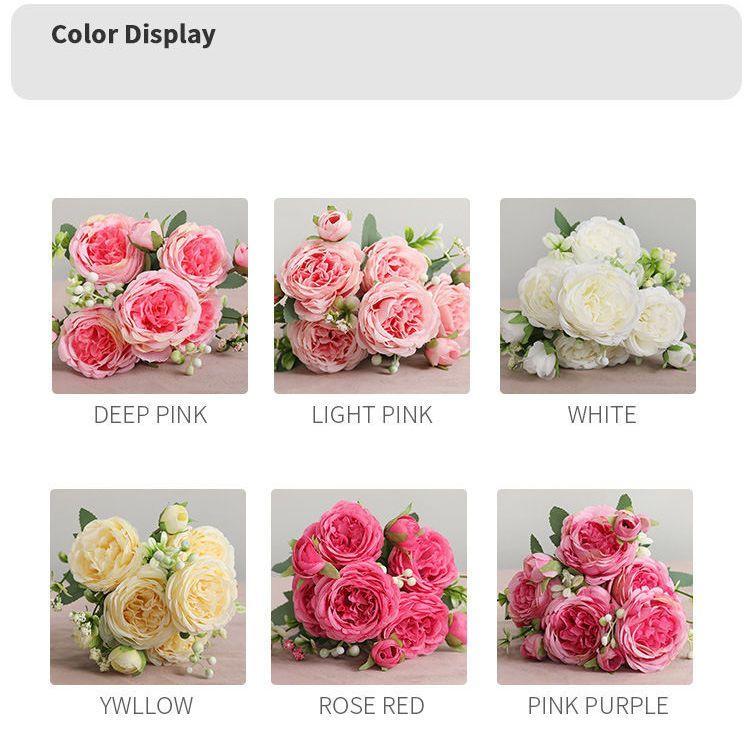 30CM Fake Rose Silk Peony Artificial Flowers Cheap Festival Decor Vases Filler Home Room Wedding Bridal Bouquet Indoor Scrapbook