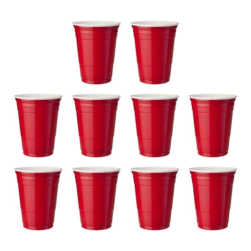 10Pcs Plastic Party Drinking Cups Disposable Beer Beverage Cup Drinkware For Cold And Hot Drinks At Gatherings