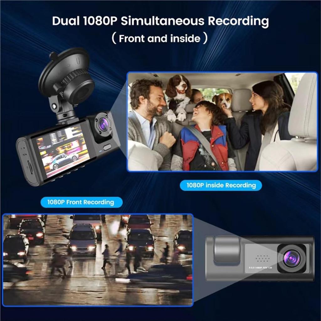 Dash Cam Front Rear Inside Cameras,Loop Recording,Real Images,Security,3-Channels,Clear Capture,NightVision,High Resolution,Wide-Angle Lens