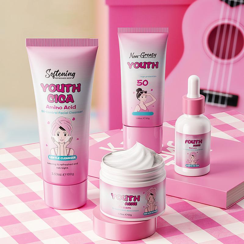 Набор для ухода за кожей для молодежи - Масло для контроля жирности с аминокислотами, против акне и солнцезащитный крем SPF 50 Youth Skincare Set