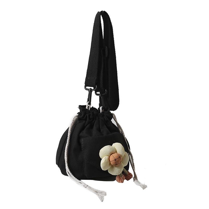 Chic Canvas Flower Bucket Bag Ideal For Summer Fashion Versatile Shoulder Bag For Everyday Use