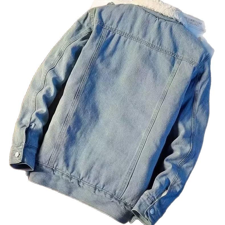 Winter Fleece-lined Thickened Denim Jacket Men's Korean Trendy Loose Fit Top Japanese Style Jacket For Men