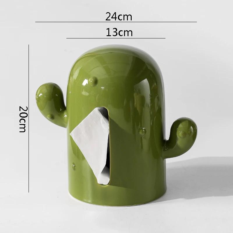 Retro Olive Green Velvet Tissue Box Desktop Ceramic Creative Napkin Paper Box Withdrawable Tissue Boxes Household Tissue Case