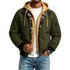 Men's Casual Hooded Flight Jacket with Plaid and Multiple Pockets
