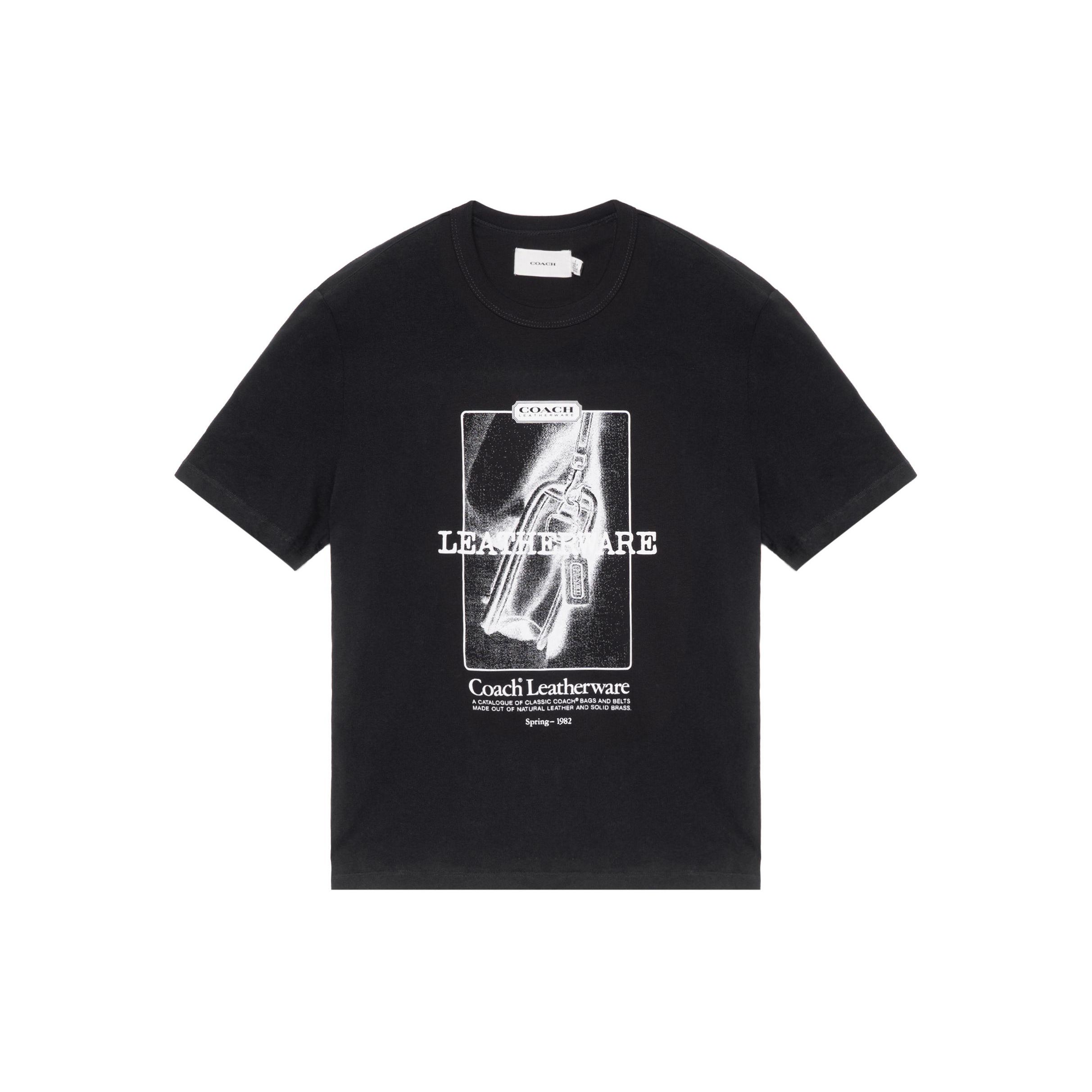 Coach Fw22 Letter Pattern Printed Round Neck Short Sleeve T-Shirt Women Tops Black CF118-BLK M
