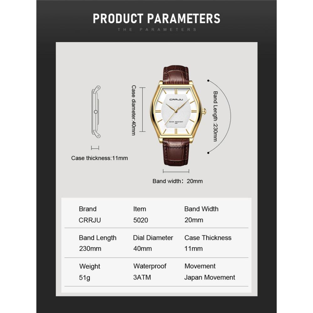CRRJU-5020 Pasek Modny Prosty męski zegarek na co dzień Męski zegarek Osobowość biznesowa Wodoodporny