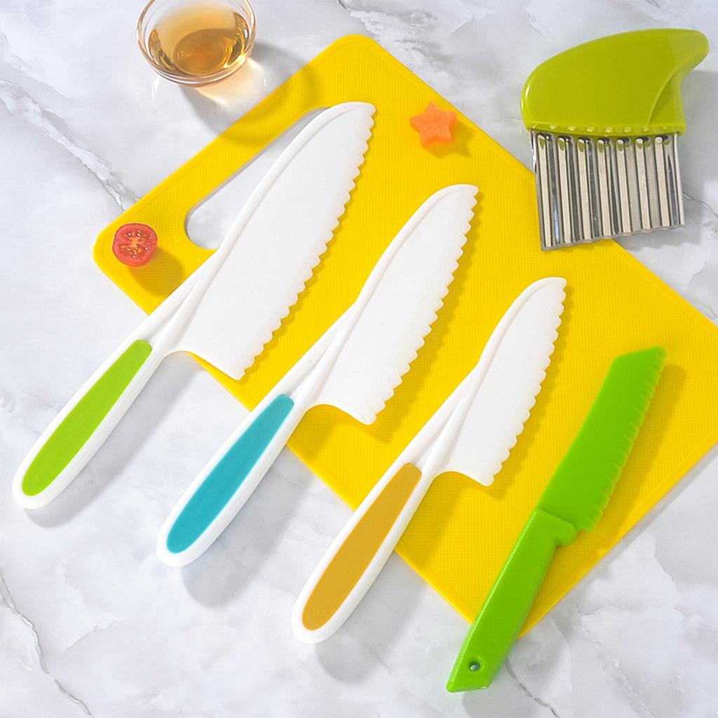 Plastic Kitchen Tools for Kids Cutting Board Knife Set Children Safety Cooking Tools for Picnics Camping Use