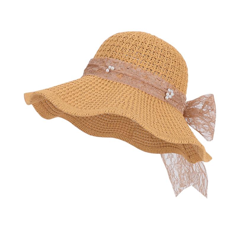 Summer Large Brim Sun Hat, Beach Vacation Sun Hat, Women's Lace Bow Sun Hat
