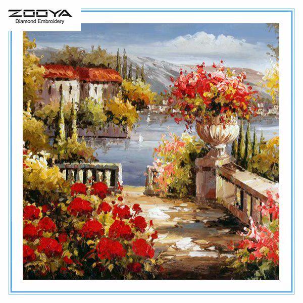 

ЗООЯ DIY 3D Круглая Алмазная картина Пейзаж Вышивка Крестом Стежок Главная Декор