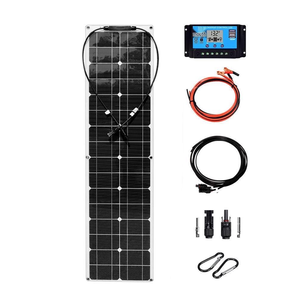 100W Flexible Solar Panel & Controller Kit - 2pcs Photovoltaic System Set