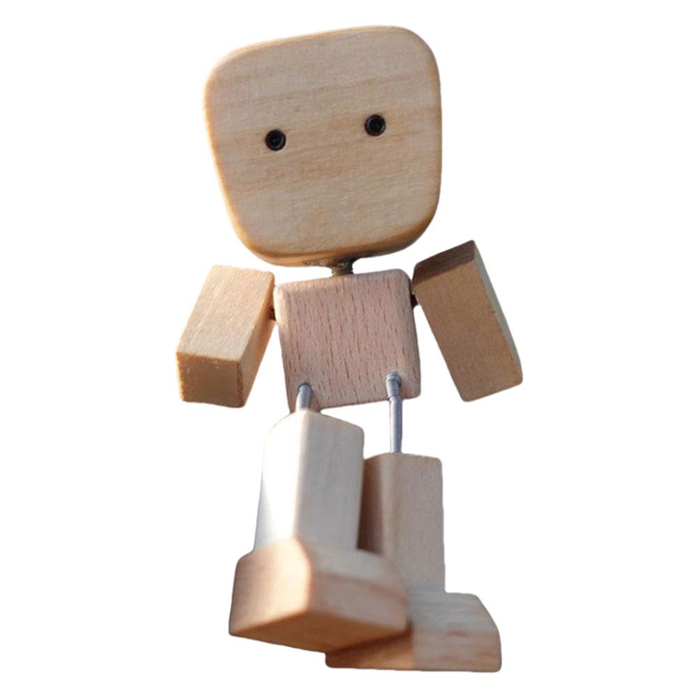 Shaking Wooden Man Figurine Handmade Car Ornaments Action Figure Little Nerdy Dolls Car Accessories Car Ornaments Creative Gifts