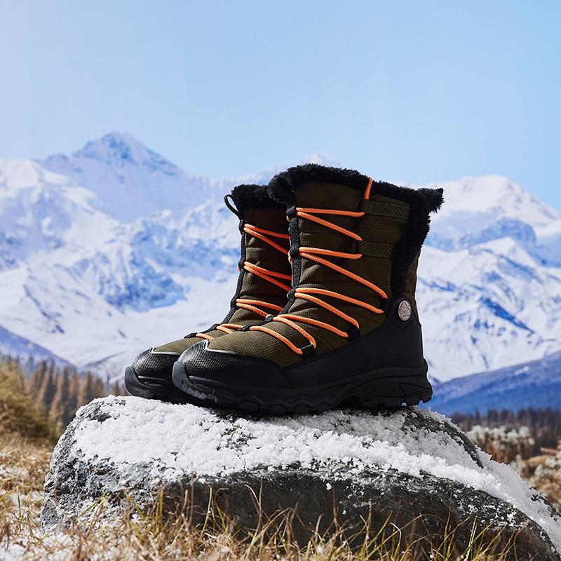 Anta Kids Trendy Fashion Thickened Warm High-Top Boots Kids boots Dark-Brown Black A12446923-1