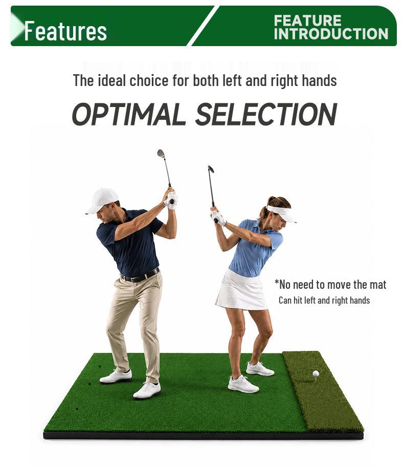 2-in-1 Golf Practice Mat with Tee Hole & Nylon Turf for Outdoor Swing Training