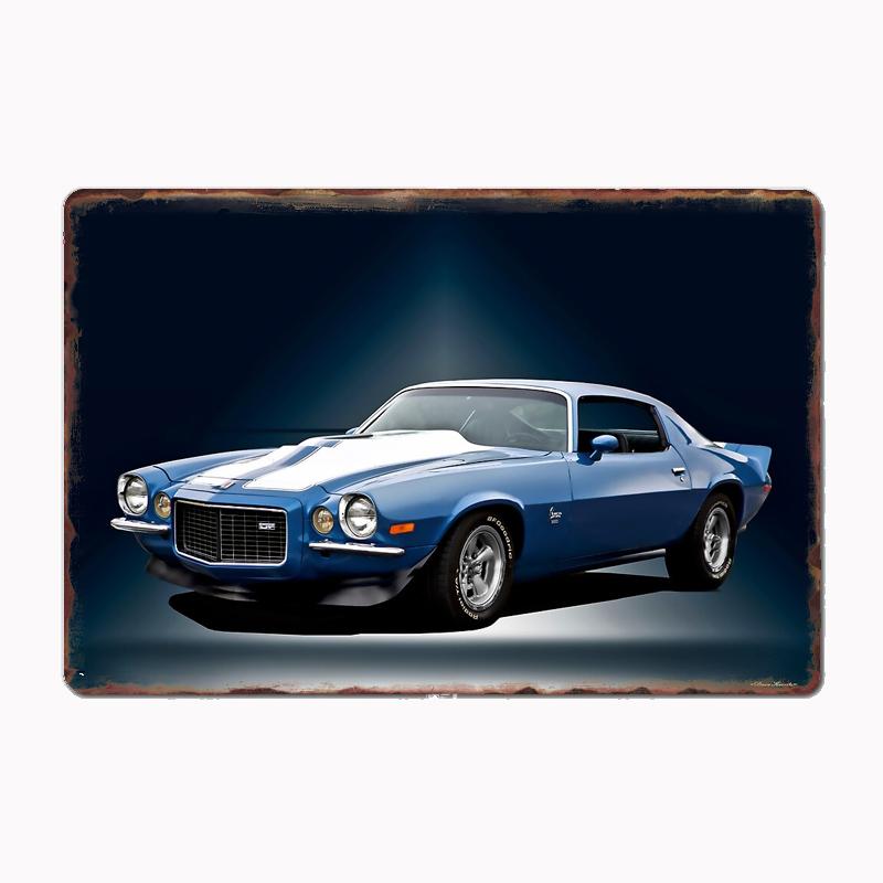 1972 Camaro 350 LT Legend Klassischer Sportwagen Metall Poster Schild Club Wandbild Wandkunst Plakette Zinn Raumdekoration Heimdekor