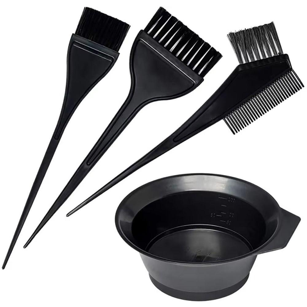 4Pcs/Set DIY Stirring Brush Dye Bowl Hair Dye Tools Hair Dyeing Kit For Hair Coloring Bleaching