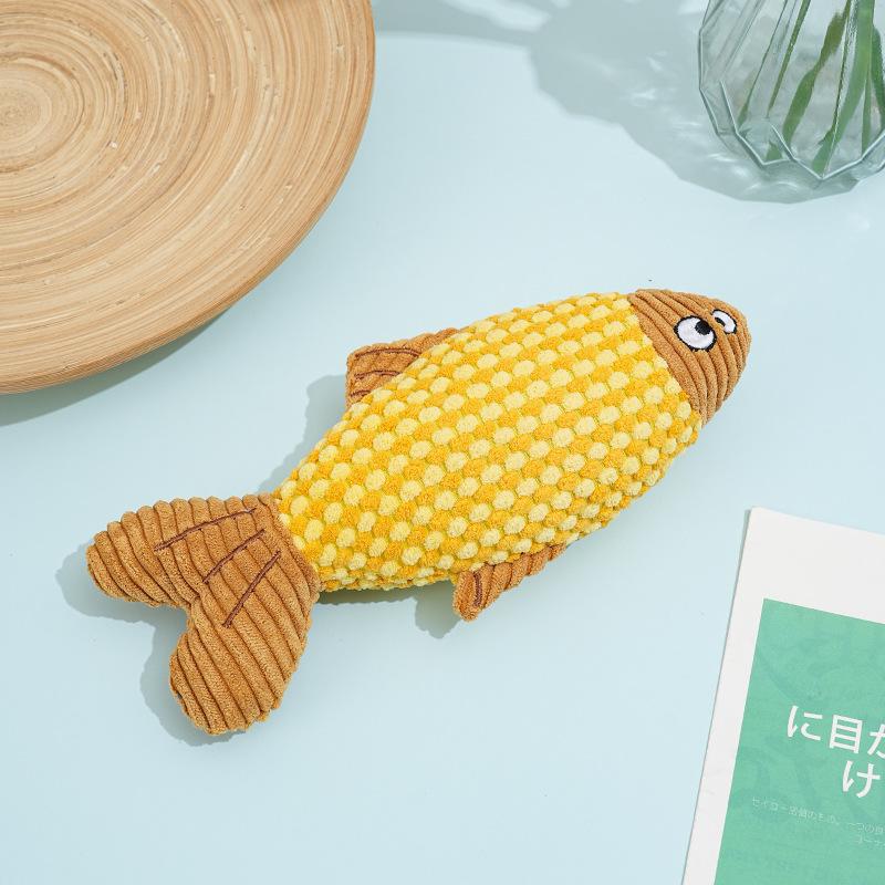

Toy fish simulation mint self-hi, relieve boredom, grind teeth, resist biting, tease cat stick, kitten pet products, cat toys жёлтый