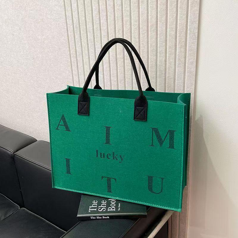 Modern Large Capacity Felt Handbag - Versatile and Stylish Shopping Bag with Letter Design
