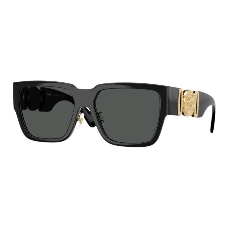 Versace Logo Detail Irregular Shape Sunglasses Men sunglasses Black 0VE4483D 57,Black