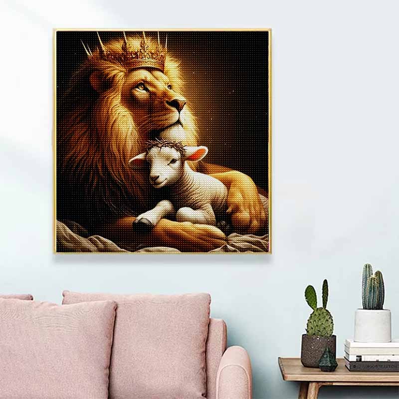 New Arrival 5D DIY Full Circle Diamond Painting "Lion" Embroidery Cross Stitch Home Decor Gift