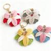 Keychain Pendant Flower Shape Bag Pendant Imitation Leather Access Control Card Holder Protective Cover Car Keychain Hanging Ornament
