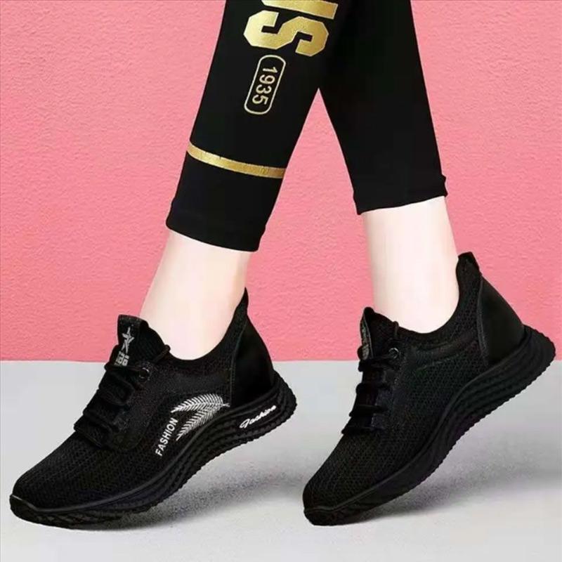 

Женская сетчатая обувь, летающие кроссовки из тканой сетки, дышащие универсальные повседневные легкие кроссовки с мягкой подошвой 36 чёрный