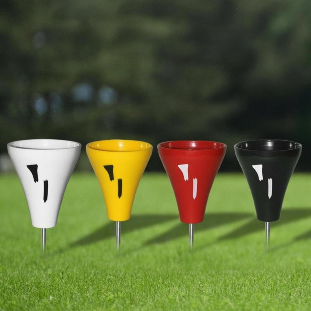 Golf Tee Marker Pointed Metal Stake CupShaped Open rims Athletic Gear