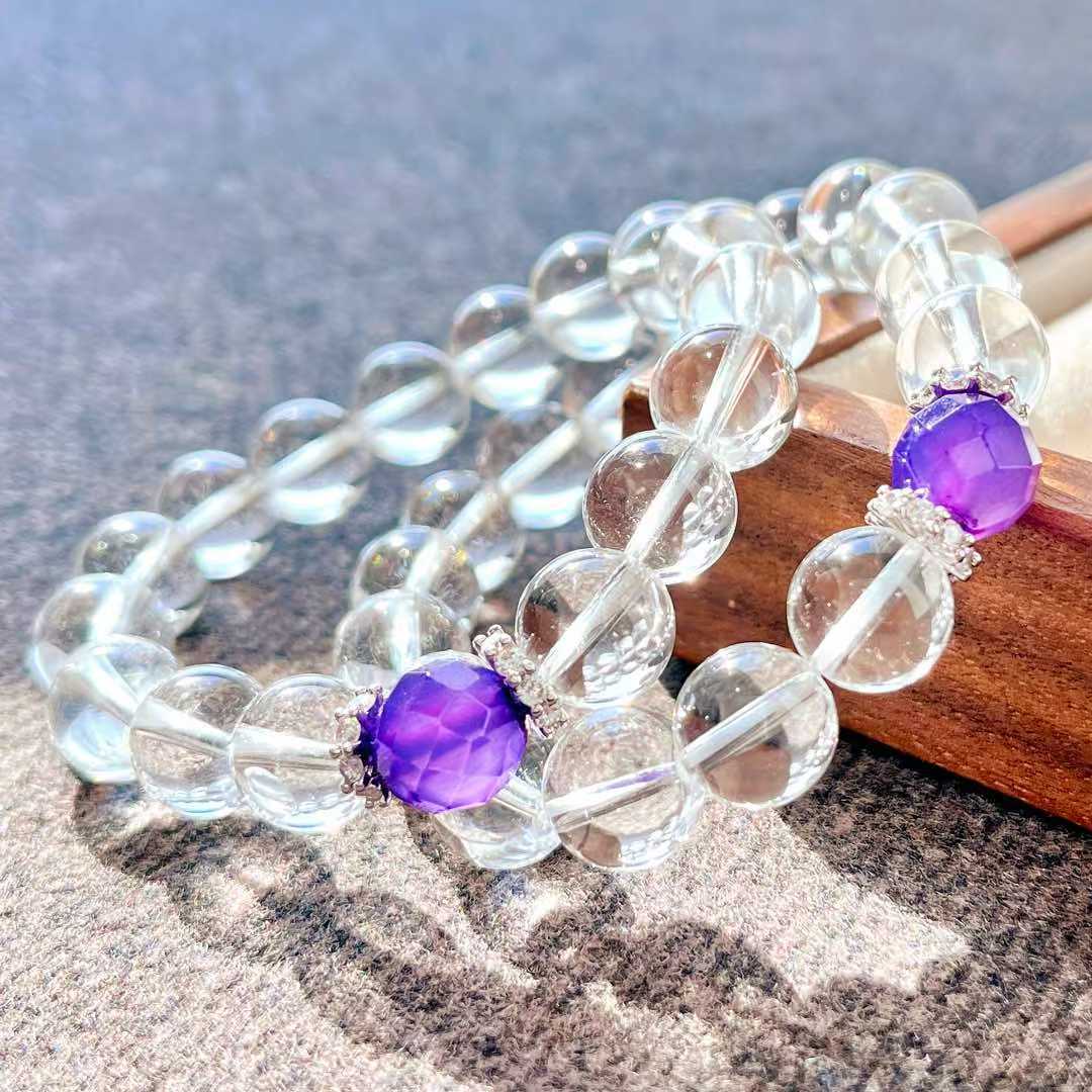 10Mm Retro High Quality Natural Vitreous White Crystal Chalcedony Bracelet Bracelet