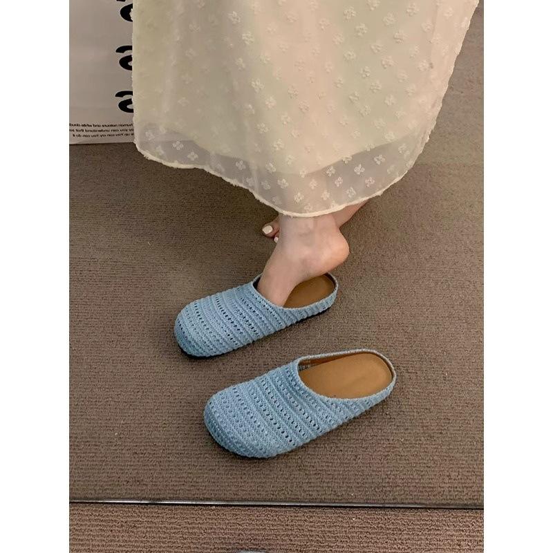 Hand-woven hollow breathable bag head half slippers women's summer sandals women's hole shoes platform women's shoes