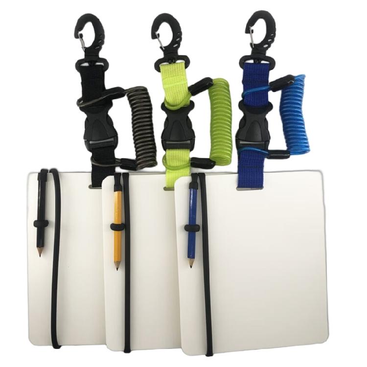 Scubas Diving Writing Slates with Swivels Clip Underwater Writing Board Snorkeling Record Board Underwater Writing Board