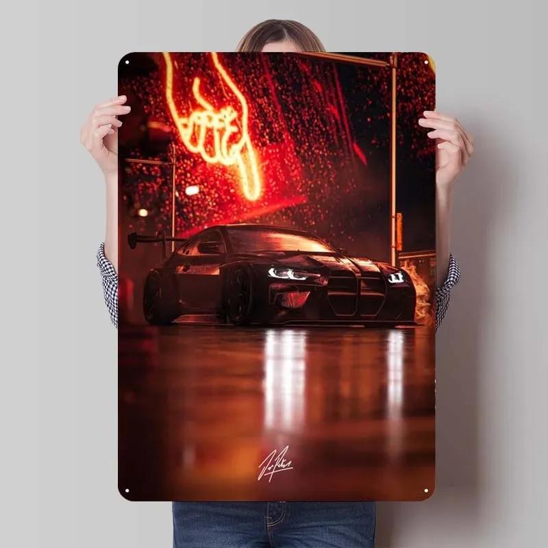 BMW Schild Oldtimer Poster Retro Metall Blechschild Plakette für Garagen Wandkunst Dekoration Kaffee Bar Vintage Heimdeko Artikel Zimmer