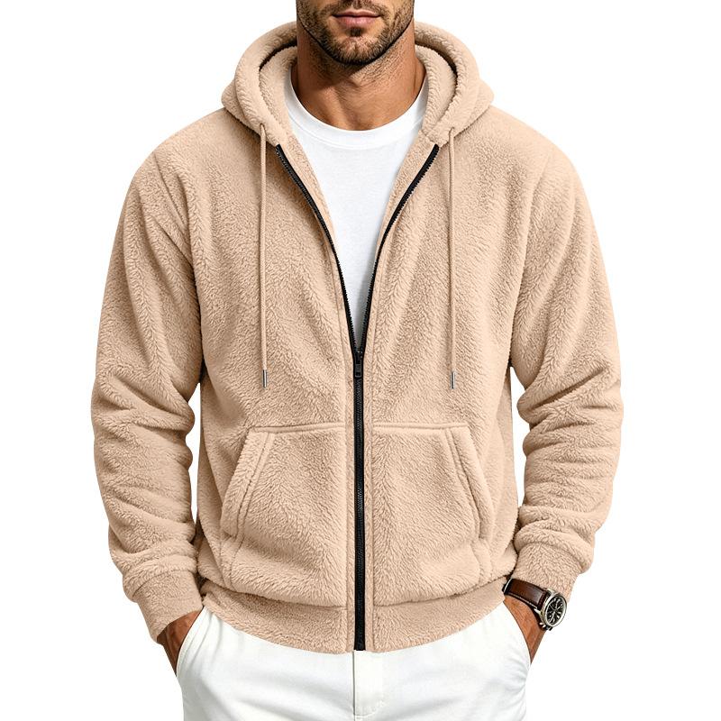 Men S Fleece Lined Zip Up Hooded Casual Sweatshirt