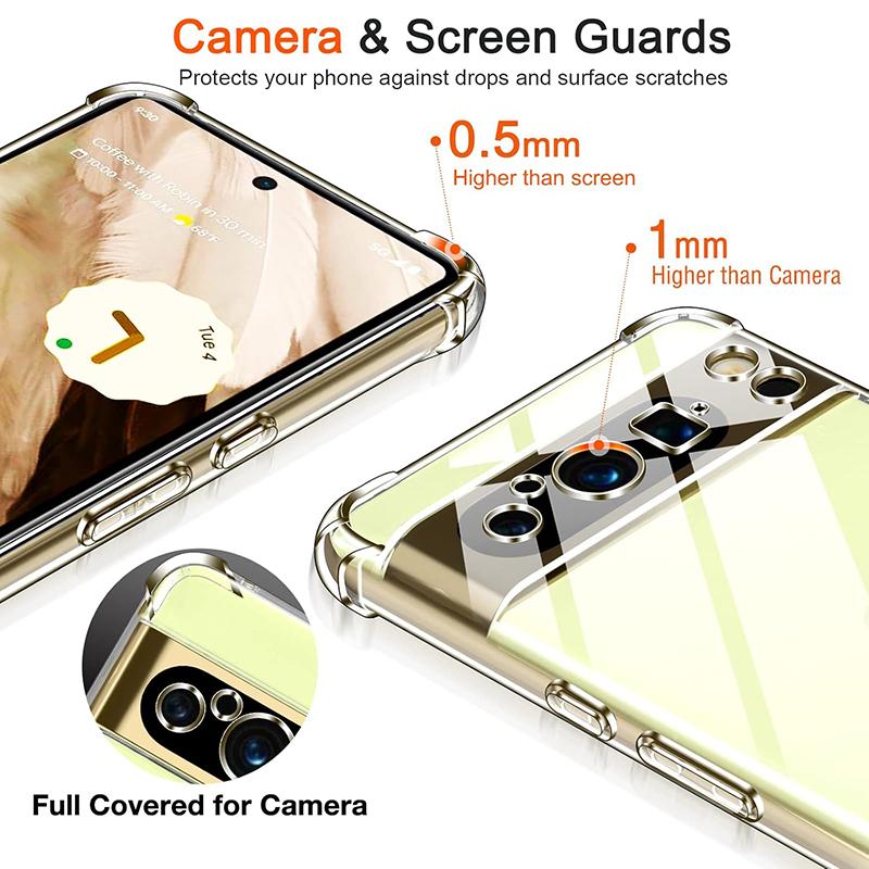 Pro Google Pixel 9 Pro XL Měkký silikonový průhledný nárazuvzdorný zadní kryt pro Pixel 8A 7A 6 Pro 5 Ochrana fotoaparátu TPU kryt telefonu