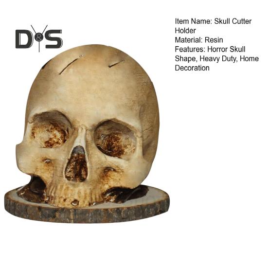 Skull Cutter Holder Horror Skull Resin Figurine Kitchen Countertop Cutter Block Organizer Stand Rack Desktop Decoration Scary Party Gift
