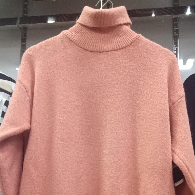 Pulover din tricot gros pentru femei cu guler înalt european și american - modă versatilă, confortabilă de toamnă/iarnă.