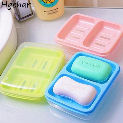 Double Grid Soap Box Bathroom Household Dorm Students Portable Shower  Dish with Lid Waterproof Sealed Case Drain  Plate