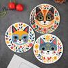 Waterproof Coasters for Daily Use 6 Pcs Cute Cat Coasters, Thick Heat-Resistant Wood Coaster Tabletop Protection, Unique Gift Ideas Lovers Non