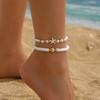 Vintage Gold Color Shell Cute Starfish Anklets For Women Double Layer Foot Chain Ankle Bracelet Beach Jewelry Summer Accessories