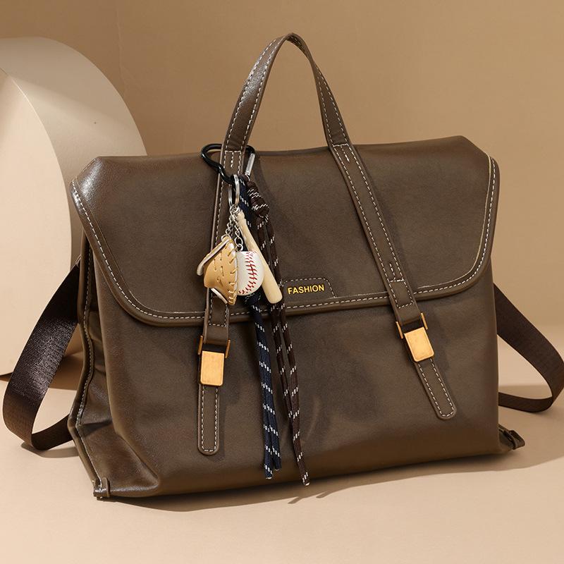 Fashionable and Versatile Large Capacity Tote Bag for Women, Shoulder Carrying, Crossbody Carrying, Commuting Bag, Leather Textured Backpack