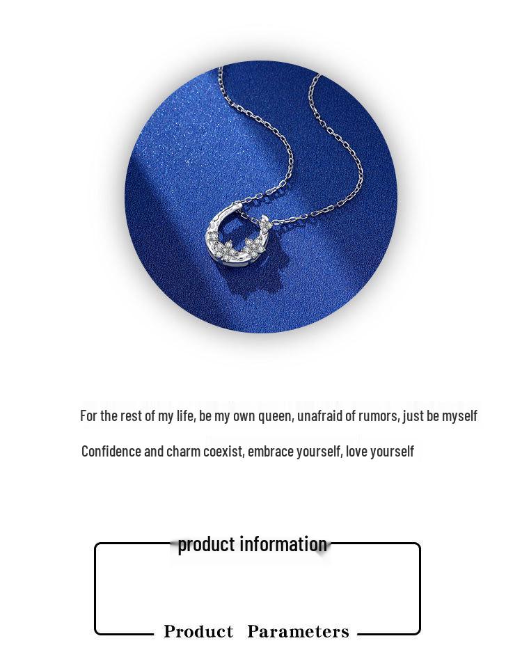 Exquisite S925 Sterling Silver Moissanite Horseshoe Wreath Necklace for Women - Luxurious, Fashionable, and Elegant Design.