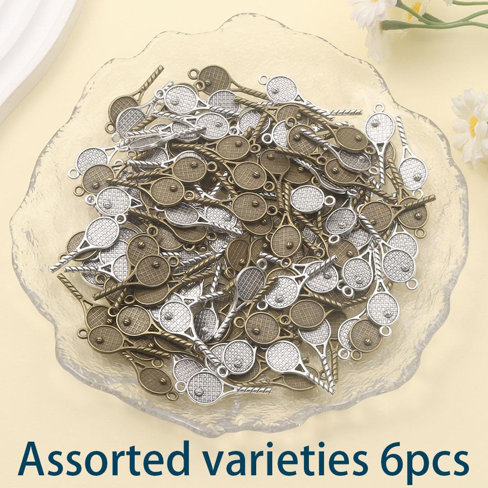 

6/12/20 шт. сплав материала теннисная ракетка теннисная ракетка кулон, спортивная серия кулонов аксессуары, DIY браслет ожерелье серьги аксессуары 6pcs