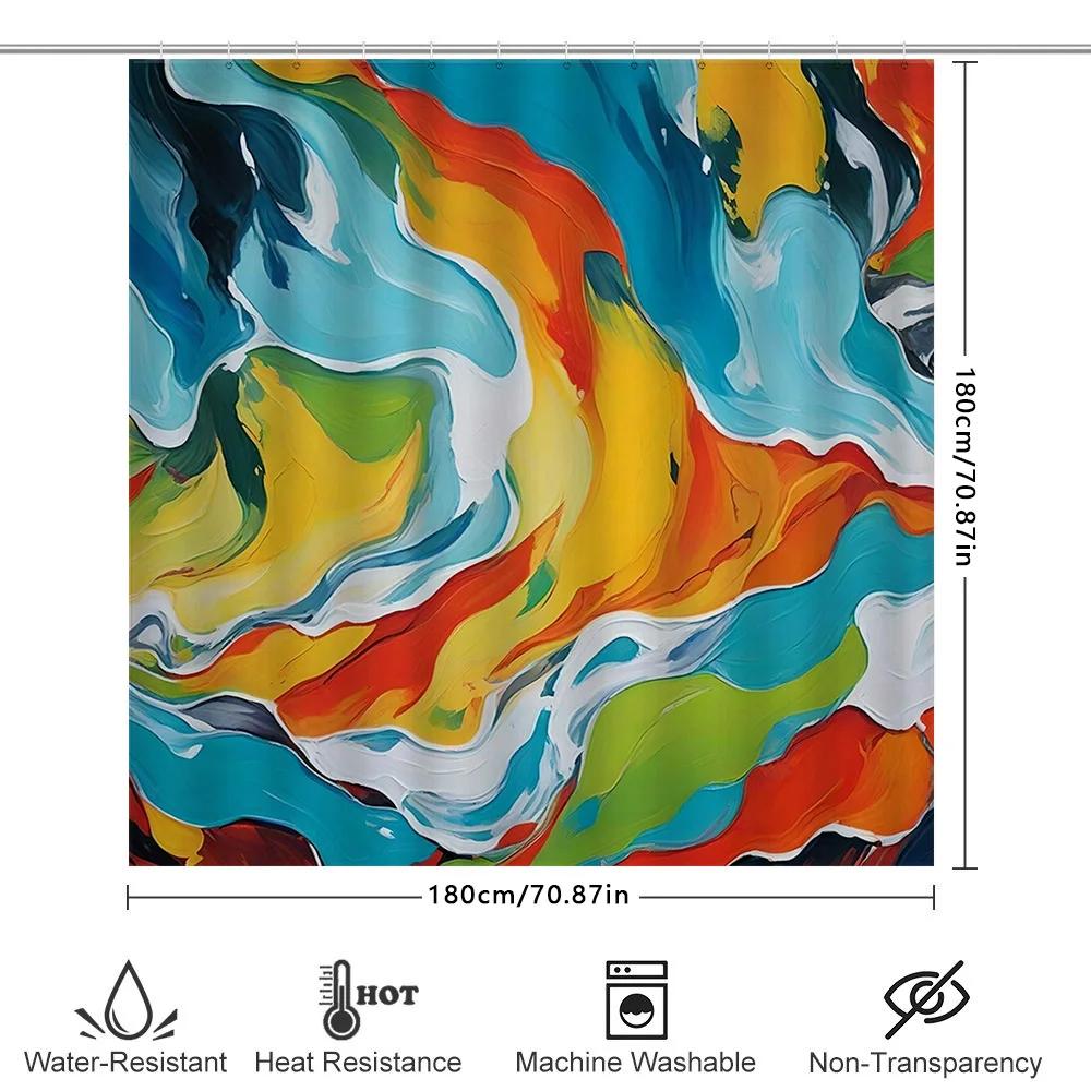 Colorful Shower Curtain Modern Bath Decor With Abstract Painting Design For Home Bathroom Decoration Supplies