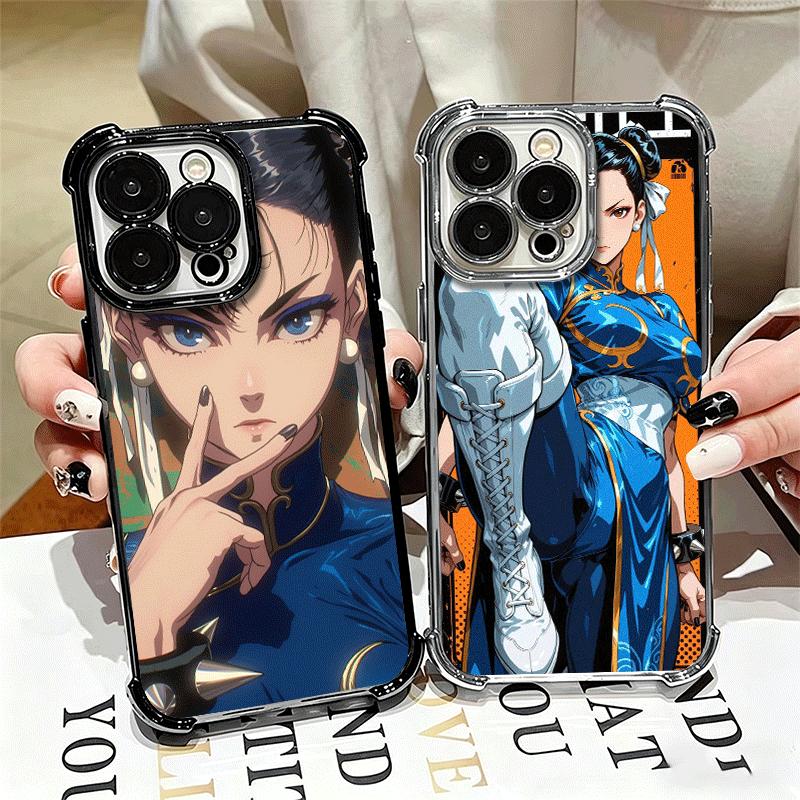 ChunLi S-Street F-FighterS Plating Phone Case For Iphone 16 17 Pro Max Air 16E 14 15 Plus 12 13 Mini Anti-Fall Airabag Cover