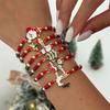Creative Christmas Reindeer Snowman Bracelet INS Polymer Clay Beaded Adjustable Braided Hand Jewelry for Women Girls Holiday Gift Accessories