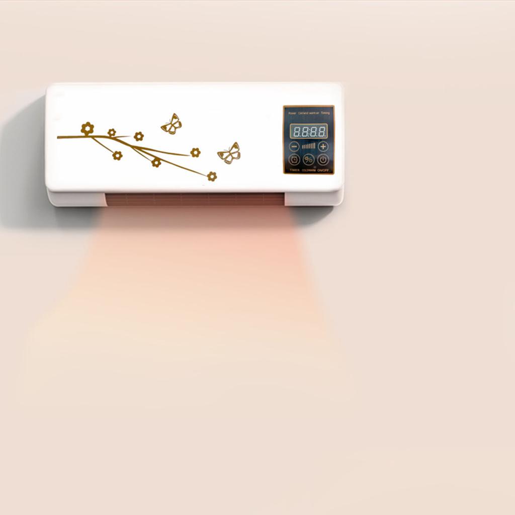 Wall Mounted Heater Remote Control Digital Display with Clothes Hanger Wall Mounted Heating Air Conditioner for Office Garage