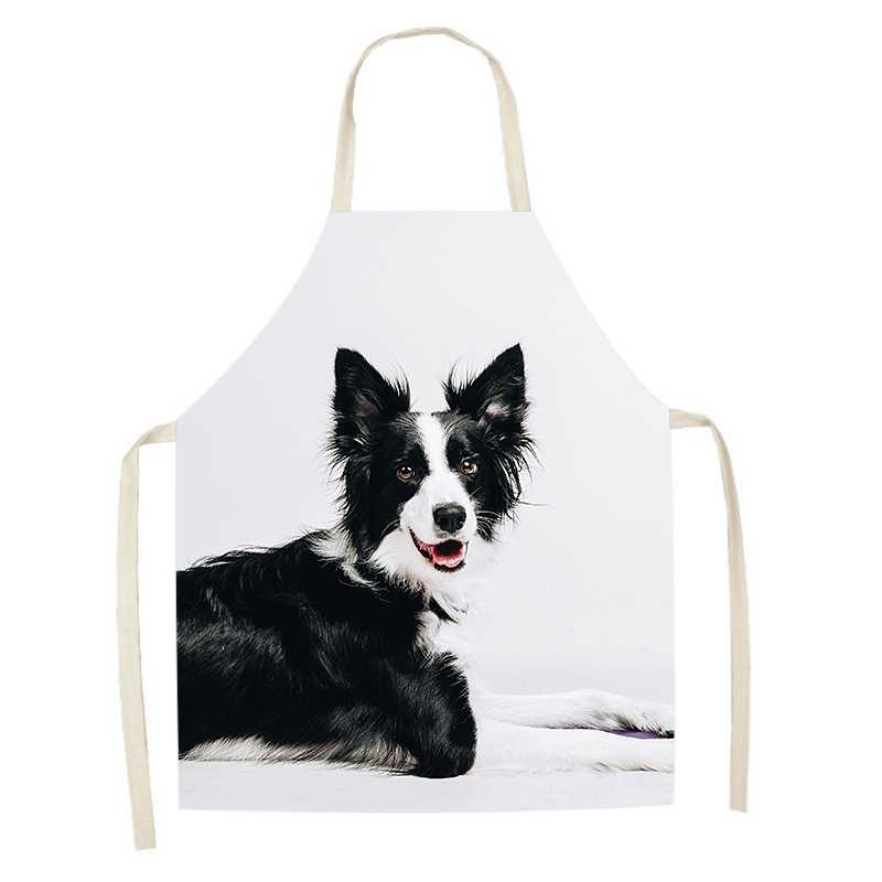 Bakery Cooking Kitchen Apron Cute Dog Pattern Printed Apron Women's Sleeveless Linen Apron Men's and Women's Children's Bibs